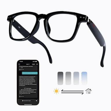 MNVOEQ AI Smart Wireless Bluetooth Translation Glasses for Men/Women with Speakers/Bluetooth&140+ Languages Translation Sports/Travel/Drive/Busniess (C1+AI+Color Change Lenses+Black)