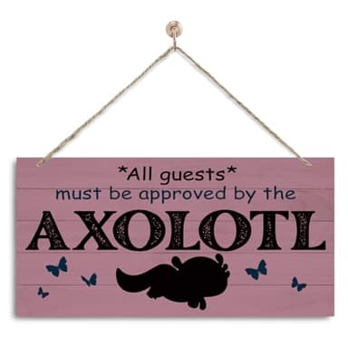 Axolotl Sign, Rustic Door Sign, Novelty Door Gate Hanger, Decorative Wall Plaque, Front Door Wall Decor for Porch, Axolotl Lover Home Decor, All Guests Must Be Approved By the Axolotl Sign
