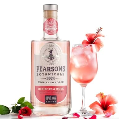 Pearsons Botanicals Hibiscus & Rose Non Alcoholic Gin, Award Winning Mellow and Fragrant Blend, Non Alcoholic Spirits - Halal, Low Sugar, and Gluten-Free, Part of the Spirits of Virtue Range (700ml)