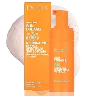 Pacifica Facial Sunscreen - Sun Dreams Illuminating SPF 30 Foam Broad Spectrum Every Day Face Lotion UVA/UVB Protection