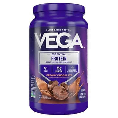 Vega Original Essential Protein - 25g Plant-Based Protein, Creamy Chocolate, 20 Servings, Vegan Non-GMO Drink Mix, Smoothie & Shake Ready, Gluten Free, Dairy Free, 32.5oz (Packaging May Vary)