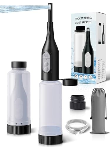 NAISMUMMY Portable Bidet for Travel – Electric Peri Bottle with Dual Spray Modes, 360° Nozzle, Water Bottle Adapter, USB Rechargeable, Waterproof, Travel Bidet for Postpartum & Personal Hygiene