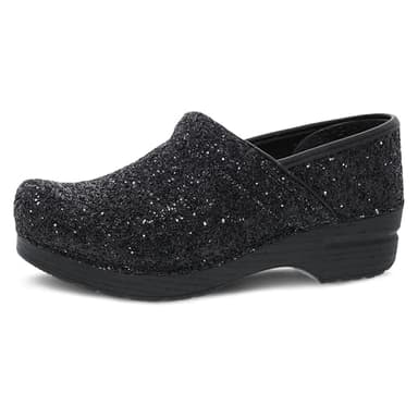 Dansko Professional Glitter Slip-On Clogs for Women – Rocker Sole and Arch Support for Comfort – Shiny and Stylish Glitter Uppers Black Glitter 8.5-9 M US