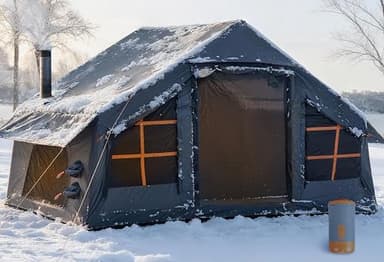 Inflatable Tents for Camping with Electric Air Pump, 6/8 Person Easy Setup Blow Up Tents for 4 Seasons Waterproof Inflatable Camping Tent with Clear Skylight, Air House Glamping Tents for Adult