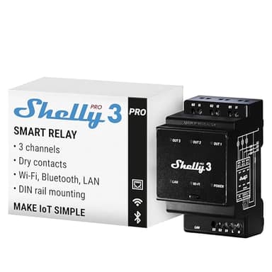 Shelly Pro 3 | Wi-Fi & LAN, 3-Channel Smart Relay | Home & Facility Automation | Compatible with Alexa & Google Home | iOS Android App | Lights Automation | Controller for Motorized Valve
