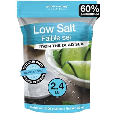 Aromasong Low Sodium Sea Salt 100% Natural Fine Grain Dead Sea Potassium Chloride with Dead Sea Salt, 39 oz (1106 g)