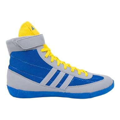Adidas Combat Speed 4 Wrestling Shoes, Grey/Bright Royal/Yellow, 10.5