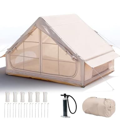 AirOutelle 4-6 Person Inflatable Air Tent - 4 Season Family Camping Tent with 3000mm Waterproof & Quick Setup Under 5 Mins, Includes Manual Pump, Storage Bag & Stakes