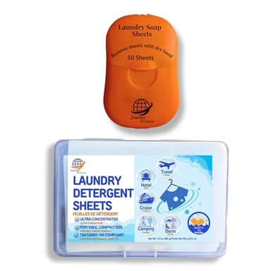 Travel Laundry Detergent Sheets Bundle – 50 Count Hand Wash + 30 Count Machine Wash Laundry Detergent Sheets for Sink Washing in Hotels, Cruises, Camping & Backpacking