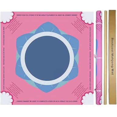 bestcool Neoprene Mahjong Mat with Rules for Table, Odorless, Free of PAHs, No Creases American Mahjong Mat with Instructions, Anti-Slip, Noise Reduction Mahjong Gift