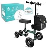 Helavo Adjustable Knee Scooter for Adults with Suspension, All-Terrain 10" Rubber Front Wheels, Broken Foot Scooter - 350 lbs Capacity, Knee Walker for Foot Injuries, Compact Crutches Alternative