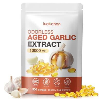 Aged Garlic Extract - 10000mg High Potency Odorless Garlic Supplements for Heart & Immune Support - Natural Garlic Extract Capsules, Non-GMO, Gluten Free, 300 Softgels