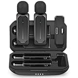 ECOMXIA 2 Pcs Wireless Lavalier Microphone for iPhone iPad Android with Charging Case 7H Clip on Lapel Microphone Wireless for Video Recording Vlogging, YouTube, Interview, 3 Mode Denoise, 70ft