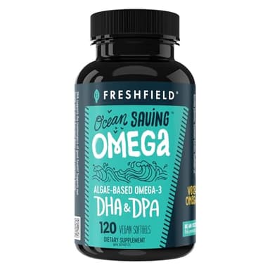 Freshfield Omega 3, DHA Supplements, Algae Oil, Vegan Omega, Ocean Saving Fish Oil Replacement, Sustainably Sourced, Highest Levels of DHA per Capsule, w/DPA