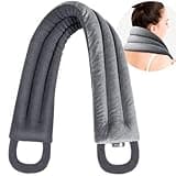 AiricePac Microwave Heating pad for Neck and Shoulders Back 33 * 5" microwavable Moist Heat Pack Warm hot Compress Neck wrap Weighted Rice Bean Bag Reusable Herbal Nature Calming Portable Grey