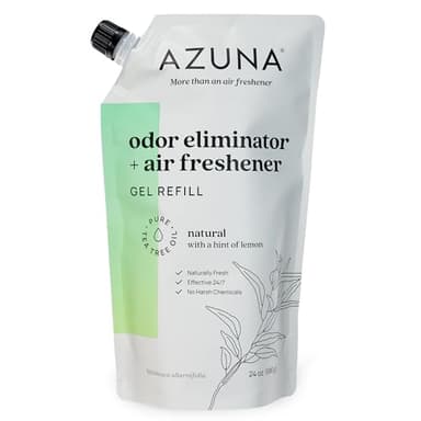 Azuna All-Natural Odor Remover Gel Refill Pouch | Air Purifier with Tea Tree Oil | Plant-Based & Long Lasting | For Pet Odors, Smoke & Strong Odors | Natural Scent, 24 oz