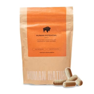 HUMAN NATURE Human Potential: Wild & Grass Fed Bison Organ Supplements for Men and Women, with 150+ Nature-Made Nutrients for Energy, Vitality, Focus, & Immunity