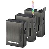 20PCS Automatic Ejection Cigarette Case with Rechargeable Electric Arc Lighter Windproof Flameless USB Lighter Box Holder Ideal Gift for Men and Your Friends