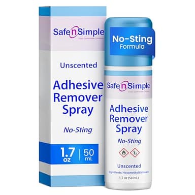 Safe n’ Simple Medical Adhesive Remover Spray for Skin - 1.7 Fl Oz No Sting Alcohol Free Ostomy Adhesive Remover - Gentle Medical Adhesive Removal Spray for Stoma, Urostomy, Ileostomy & Colostomy Care