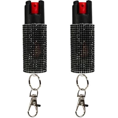 Burn Pepper Spray for Self Defense - 0.67oz Stylish Compact Pepper Spray for Women with Keychain, Maximum Strength, Police Grade with UV Dye for Personal Safety, Joggers & Home Defense, Black 2 Pack