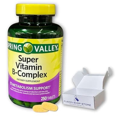 Super B Complex Tablets- High Potency Energy & Immune Support, 250 Count (Pack of 1), Boxed by Fusion Shop Store