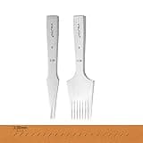 WUTA Sharp Pricking Iron French Style Leather Chisel All-Polished Die-Steel Chisel Punching Tool Kits for Leather Working Tools (Obverse 3.38 mm 2 Teeth+8 Teeth)