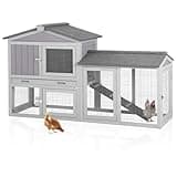 Aivituvin Chicken Coop for 2 Chickens, Wooden Duck House Outdoor Hen House Poultry Quail Cage-Expandable Design