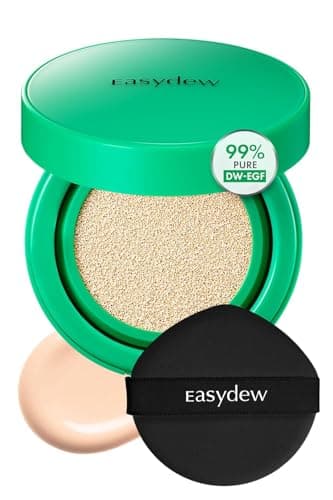Easydew Mela B Toning Ampoule Cushion - 2-in-1 Korean Skin Care & Face Beauty Makeup - Age-Defying Full Coverage Cushion Foundation with Niacinamide & Hyaluron-Vital C 0.45 oz (#17 Ivory)