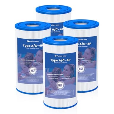 Future Way 4 Pack Type A or C Pool Filter Cartridge Replacement for Intex 29000E/59900E & 1000/1500/530 GPH Filter Pump, Fits Easy Set Above Ground Pools