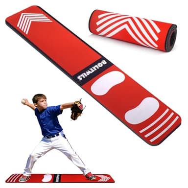 Rolitwils Softball Pitching Mat for Baseball Pitching Trainer - Wear Resistant Non-Slip Baseball Hitting Mat for Young Pitching Trainer Practice - 54 x 12 inches Portable Thicker