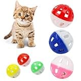 Shizhoo 10 PCS 1.6" Cat Balls with Bell Big Lattice Wiggly Jingle Rattle Plastic Toy Assorted Color