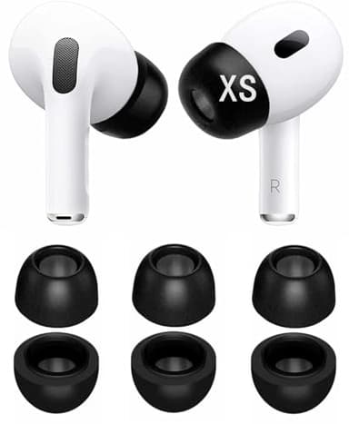 Memory Foam Tips Compatible with AirPods Pro 2nd gen. and 1st gen, No Silicone Eartips Pain. Anti-Slip Eartips, Slow Rebound Sponge AirPod Pro Ear Tip,3 Pairs (XS Size, Foam Black) XS