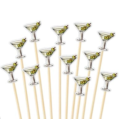 JarThenaAMCS 100Pcs Martini Cocktail Pick A Tini Bit Older Toothpick Martini Glasses Long Cocktail Appetizer Skewer for Fruit Drink Dessert Bachelorette Party Supplies