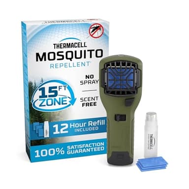 Thermacell Mosquito Portable Repeller; Includes 12-Hour Refill; 15 Foot Zone of Protection; Highly Effective Mosquito Repellent; Bug Spray Alternative; Scent Free