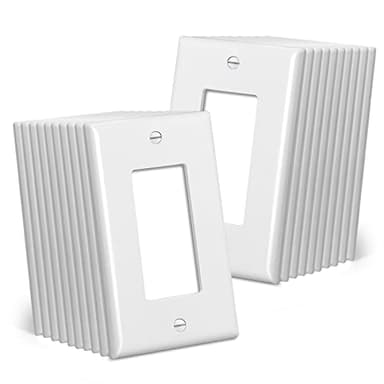 CML Mid-Size Decorator Wall Plates, 20 Pack Electrical Outlet Receptacle Covers, 1-Gang Switch Plates, Midway Size 3.18” x 5”, Impact Resistant, Gloss Finish, White