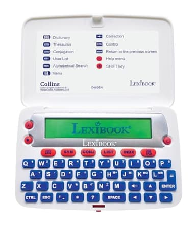 LEXiBOOK - The Collins English Dictionary, 13th Edition - Electronic Dictionary, Definitions, Thesaurus, Conjugation, Phonetic Spellchecker, Crossword Solver, with Battery, Blue/White, D850EN