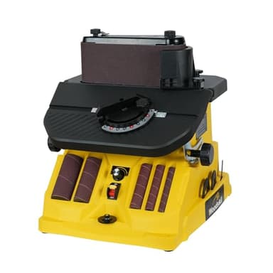 4A Variable Speed Oscillating Belt and Spindle Sander - 4x24" Belt, 5 Sanding Sleeves, 1000-1800RPM Adjustable Speed Control for Woodworking Projects - Efficient Dust Collection for Smooth Finishes