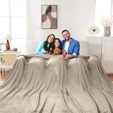 Bnuitland Oversized King Flannel Blanket 120x120 Inches, Linen 300GSM Soft Extra Large California for Couch,Bed, Lightweight Cozy Fleece 10x10 Huge Blanket for Whole Family