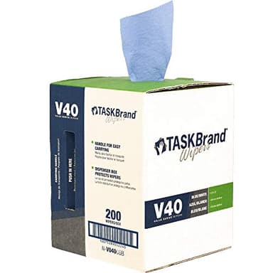 TaskBrand N-V040CGB Blue V40 Value Series Center Pull Wiper Sheets, All-Purpose Disposable Cleaning Towels, 10 x 11.5 Inches, Roll of 200