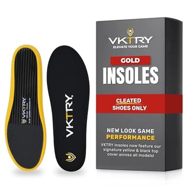 VKTRY Gold for Cleated Shoes - Carbon Fiber Performance Insoles Customized Athletic Inserts for Football, Baseball, Soccer, Golf, Lax & More | Run Fast, Jump High, US M11-11.5, W13-13.5, 171-220lb