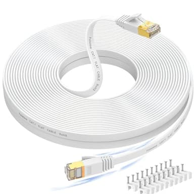 Ethernet Cable 75 ft, Supports Cat 8/ Cat 7 Standard High Speed Flat Design Long Ethernet Cable, Shielded RJ45 Network Cable for Routers, PS4, Backward Compatible with Cat 6e/Cat6/Cat 5e/Cat5