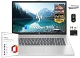 HP 17 Laptop Business, 17.3" FHD IPS Display, 32GB RAM, 1.5TB Storage (1TB SSD + 500GB Ext Drive), 6-Core AMD Ryzen 5 Processor, Lifetime Microsoft Office, Long Battery, MarxsolAccessory, Win 11 Pro