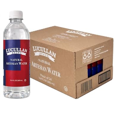Lucullan Brand Natural Alkaline Artesian Water, 16.9 Fl Oz (Pack of 24), pH 8.0-8.3, Single-Origin Virginia, BPA-Free, Recycled Plastic rPET