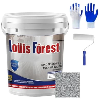 Epoxy Colored Sand Floor Paint, Louis Forest Epoxy Floor Paint, Louis Forest Floors Paints, High Gloss Marble Effect Garage Coating for Both Interior and Exterior Applications (Medium Gray, 0.5 Liters)