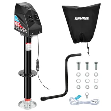 Kohree Electric Trailer Jack 4000lbs, Heavy Duty RV Electric Power Tongue Jack for Travel Trailer A-Frame Camper, with Manual Crank Handle & Weatherproof Cover, 22" Lift, 12V DC with Wiring