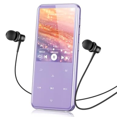 AGPTEK 64GB MP3 Player with Bluetooth, M3 2.4 inch Music Player with Speaker and FM Radio, Touch Buttons, Supports Up to 128GB(Purple)