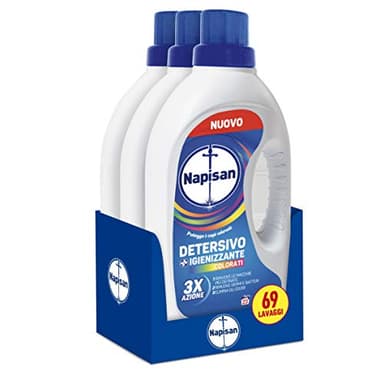 Napisan Detersivo Lavatrice Liquido Igienizzante Capi Colorati, 3 Confezioni da 1.15 l da 69 Lavaggi di Detersivo Lavatrice Liquido