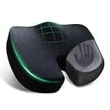 FuturaLoom Seat Cushions for Office Chairs Car Airplane,Charcoal Memory Foam Seat Cushion,Ergonomic Tailbone Pain Relief Cushion, Sciatica & Back Support with Anti-Slip Bottom and Handle