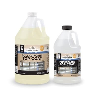 Stone Coat Countertops Polyaspartic Top Coat (1.5 Gal Kit) Industrial-Grade Gloss Finish for Floors, UV Stable and DIY Friendly – Perfect for Garage, Basement, and Home Improvement Projects