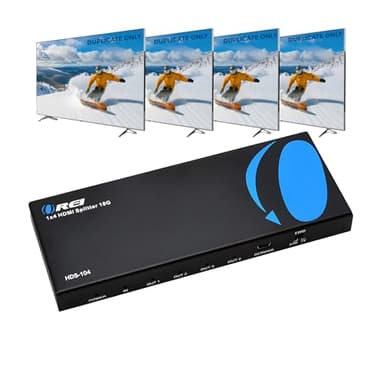 OREI HDMI Splitter 1 in 4 Out – 4K@60Hz HDMI 2.0 Splitter with HDCP 2.2, EDID Management, and LPCM/Dolby/DTS Audio Support – Compact Plug & Play Design